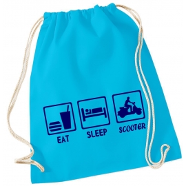 EAT SLEEP SCOOTER ! Gymbag Rucksack Turnbeutel Tasche Backpack für Pausenhof, Schule, Sport, Urlaub