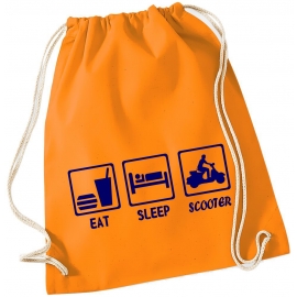 EAT SLEEP SCOOTER ! Gymbag Rucksack Turnbeutel Tasche Backpack für Pausenhof, Schule, Sport, Urlaub