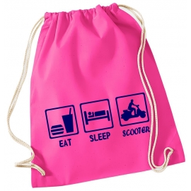 EAT SLEEP SCOOTER ! Gymbag Rucksack Turnbeutel Tasche Backpack für Pausenhof, Schule, Sport, Urlaub