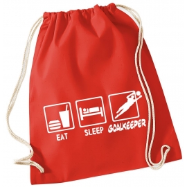 EAT SLEEP TORWART ! Gymbag Rucksack Turnbeutel Tasche Backpack für Pausenhof, Schule, Sport, Urlaub