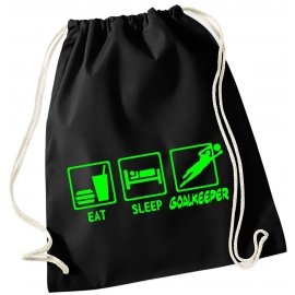 EAT SLEEP TORWART ! Gymbag Rucksack Turnbeutel Tasche Backpack für Pausenhof, Schule, Sport, Urlaub