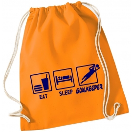 EAT SLEEP TORWART ! Gymbag Rucksack Turnbeutel Tasche Backpack für Pausenhof, Schule, Sport, Urlaub