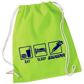 EAT SLEEP TORWART ! Gymbag Rucksack Turnbeutel Tasche Backpack für Pausenhof, Schule, Sport, Urlaub