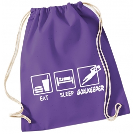 EAT SLEEP TORWART ! Gymbag Rucksack Turnbeutel Tasche Backpack für Pausenhof, Schule, Sport, Urlaub