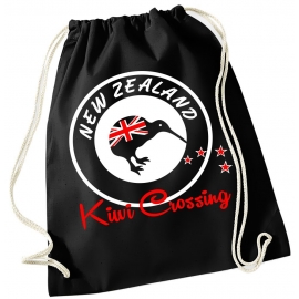 NEW ZEALAND GYMBAG Kiwi Crossing NEUSEELAND Blau Navy Schwarz Rucksack Gymsac Back pack Ranzen Sporttasche Turnbeutel