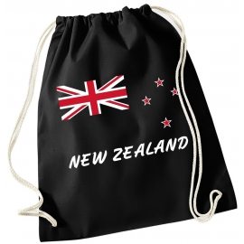 NEW ZEALAND GYMBAG FLAGGE NEUSEELAND Blau Navy Schwarz Rucksack Gymsac Back pack Ranzen Sporttasche Turnbeutel