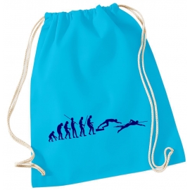 Evolution SCHWIMMEN ! Gymbag Rucksack Turnbeutel Tasche Backpack für Pausenhof, Schule, Sport, Urlaub