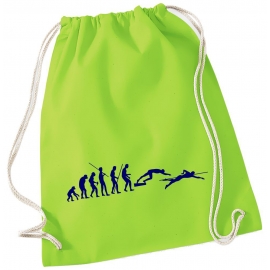 Evolution SCHWIMMEN ! Gymbag Rucksack Turnbeutel Tasche Backpack für Pausenhof, Schule, Sport, Urlaub