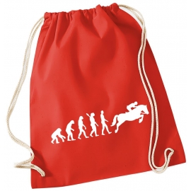 Evolution REITEN ! Gymbag Rucksack Turnbeutel Tasche Backpack für Pausenhof, Schule, Sport, Urlaub