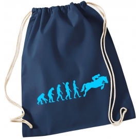 Evolution REITEN ! Gymbag Rucksack Turnbeutel Tasche Backpack für Pausenhof, Schule, Sport, Urlaub