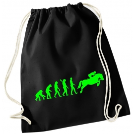 Evolution REITEN ! Gymbag Rucksack Turnbeutel Tasche Backpack für Pausenhof, Schule, Sport, Urlaub