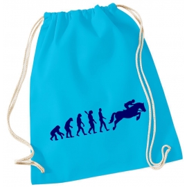 Evolution REITEN ! Gymbag Rucksack Turnbeutel Tasche Backpack für Pausenhof, Schule, Sport, Urlaub