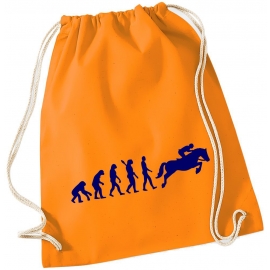 Evolution REITEN ! Gymbag Rucksack Turnbeutel Tasche Backpack für Pausenhof, Schule, Sport, Urlaub