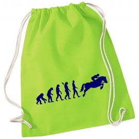 Evolution REITEN ! Gymbag Rucksack Turnbeutel Tasche Backpack für Pausenhof, Schule, Sport, Urlaub