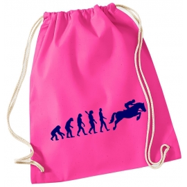 Evolution REITEN ! Gymbag Rucksack Turnbeutel Tasche Backpack für Pausenhof, Schule, Sport, Urlaub