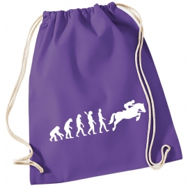 Evolution REITEN ! Gymbag Rucksack Turnbeutel Tasche Backpack für Pausenhof, Schule, Sport, Urlaub