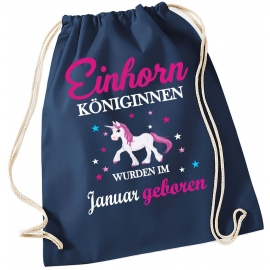 EINHORN KÖNIGINNEN WURDEN IM JANUAR GEBOREN ! Unicorn Gymbag Rucksack Turnbeutel Tasche  Pferde Ponys Mädchen Backpack für Reiterhof, Schule, Sport