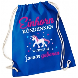 EINHORN KÖNIGINNEN WURDEN IM JANUAR GEBOREN ! Unicorn Gymbag Rucksack Turnbeutel Tasche  Pferde Ponys Mädchen Backpack für Reiterhof, Schule, Sport