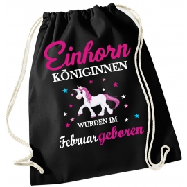 EINHORN KÖNIGINNEN WURDEN IM FEBRUAR GEBOREN ! Unicorn Gymbag Rucksack Turnbeutel Tasche  Pferde Ponys Mädchen Backpack für Reiterhof, Schule, Sport