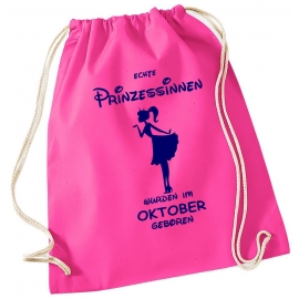 ECHTE PRINZESSINNEN WURDEN IM OKTOBER GEBOREN ! Unicorn Gymbag Rucksack Turnbeutel Tasche  Pferde Ponys Mädchen Backpack für Reiterhof, Schule, Sport