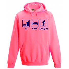 EAT SLEEP FOOTBALL ! NEON KINDER SPORT HOODIES  Sweatshirt mit Kapuze- Neongelb, Neongrün, Neonpink, Neonorange Kinder Funktionsshirts Trikot für alle Sportarten 3 bis 14 Jahre