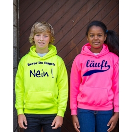 BEVOR DU FRAGST - NEIN  ! NEON KINDER SPORT HOODIES  Sweatshirt mit Kapuze- Neongelb, Neongrün, Neonpink, Neonorange  3 bis 14 Jahre NEIN SAGEN !