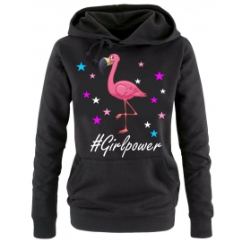 GIRLPOWER Flamingo ! Unicorn Flamingo Damen Hoodie - Sweatshirt mit Kapuze Gr.S M L XL XXL schenken Birthday Party Feiern