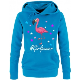 GIRLPOWER Flamingo ! Unicorn Flamingo Damen Hoodie - Sweatshirt mit Kapuze Gr.S M L XL XXL schenken Birthday Party Feiern