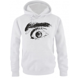 HOODIE Sweatshirt mit Kapuze DAS AUGE !  Horror Schocker Psycho  weiss