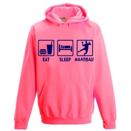 EAT SLEEP HANDBALL ! NEON KINDER SPORT HOODIES  Sweatshirt mit Kapuze- Neongelb, Neongrün, Neonpink, Neonorange Kinder Funktionsshirts Trikot für alle Sportarten 3 bis 14 Jahre