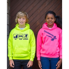 EAT SLEEP HANDBALL ! NEON KINDER SPORT HOODIES  Sweatshirt mit Kapuze- Neongelb, Neongrün, Neonpink, Neonorange Kinder Funktionsshirts Trikot für alle Sportarten 3 bis 14 Jahre