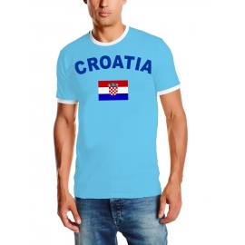 WM 2018 Kroatien T-SHIRT mit Deinem NAMEN + NUMMER ! Fußball Trikot Ringer Kroatien Sky S M L XL XXL