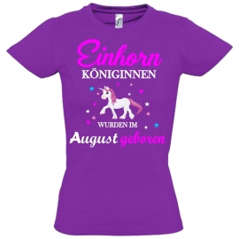 Einhorn Königinnen wurden im August geboren ! Unicorn Hoodie oder Shirt Kids Gr.116 128 140 152 164 cm Einschulung, erster Schultag, 1. Klasse, Kindergartenabschieds Shirt