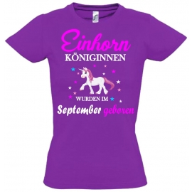 Einhorn Königinnen wurden im SEPTEMBER geboren ! Unicorn Hoodie oder Shirt Kids Gr.116 128 140 152 164 cm Einschulung, erster Schultag, 1. Klasse, Kindergartenabschieds Shirt