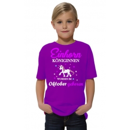 Einhorn Königinnen wurden im Oktober geboren ! Unicorn Hoodie oder Shirt Kids Gr.116 128 140 152 164 cm Einschulung, erster Schultag, 1. Klasse, Kindergartenabschieds Shirt