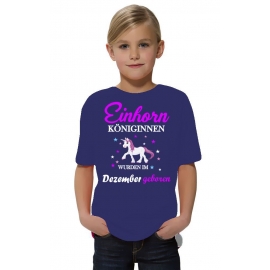 Einhorn Königinnen wurden im Dezember geboren ! Unicorn Hoodie oder Shirt Kids Gr.116 128 140 152 164 cm Einschulung, erster Schultag, 1. Klasse, Kindergartenabschieds Shirt