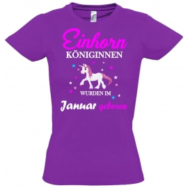 Einhorn Königinnen wurden im Januar geboren ! Unicorn Hoodie oder Shirt Kids Gr.116 128 140 152 164 cm Einschulung, erster Schultag, 1. Klasse, Kindergartenabschieds Shirt