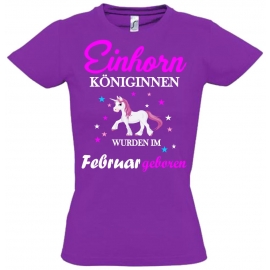 Einhorn Königinnen wurden im Februar geboren ! Unicorn Hoodie oder Shirt Kids Gr.116 128 140 152 164 cm Einschulung, erster Schultag, 1. Klasse, Kindergartenabschieds Shirt