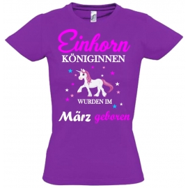 Einhorn Königinnen wurden im März geboren ! Unicorn Hoodie oder Shirt Kids Gr.116 128 140 152 164 cm Einschulung, erster Schultag, 1. Klasse, Kindergartenabschieds Shirt