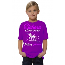 Einhorn Königinnen wurden im März geboren ! Unicorn Hoodie oder Shirt Kids Gr.116 128 140 152 164 cm Einschulung, erster Schultag, 1. Klasse, Kindergartenabschieds Shirt