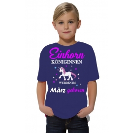 Einhorn Königinnen wurden im März geboren ! Unicorn Hoodie oder Shirt Kids Gr.116 128 140 152 164 cm Einschulung, erster Schultag, 1. Klasse, Kindergartenabschieds Shirt