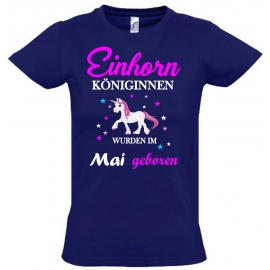 Einhorn Königinnen wurden im Mai geboren ! Unicorn Hoodie oder Shirt Kids Gr.116 128 140 152 164 cm Einschulung, erster Schultag, 1. Klasse, Kindergartenabschieds Shirt