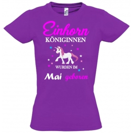 Einhorn Königinnen wurden im Mai geboren ! Unicorn Hoodie oder Shirt Kids Gr.116 128 140 152 164 cm Einschulung, erster Schultag, 1. Klasse, Kindergartenabschieds Shirt