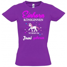 Einhorn Königinnen wurden im Juni geboren ! Unicorn Hoodie oder Shirt Kids Gr.116 128 140 152 164 cm Einschulung, erster Schultag, 1. Klasse, Kindergartenabschieds Shirt