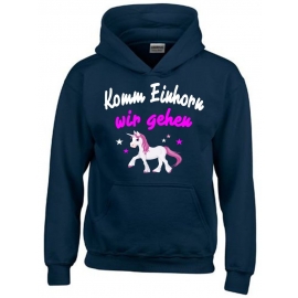 KOMM EINHORN - WIR GEHEN ! - Einhorn Sterne Kids Gr.116 128 140 152 cm Einschulung, erster Schultag, 1. Klasse, Kindergartenabschieds Shirt