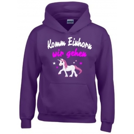 KOMM EINHORN - WIR GEHEN ! - Einhorn Sterne Kids Gr.116 128 140 152 cm Einschulung, erster Schultag, 1. Klasse, Kindergartenabschieds Shirt