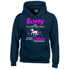 Sorry aber ich habe mein Herz schon an mein Einhorn vergeben ! - Einhorn Sterne Kids Gr.116 128 140 152 164 cm Einschulung, erster Schultag, 1. Klasse, Kindergartenabschieds Shirt