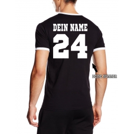 Deutschland T-Shirt mit DEINEM NAMEN + NUMMER Ringer Schwarz