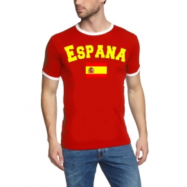 Spanien T-Shirt mit DEINEM NAMEN + NUMMER Ringer Rot, Gr.S