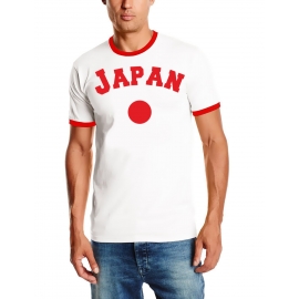 Japan T-Shirt mit DEINEM NAMEN + NUMMER Ringer weiss-rot